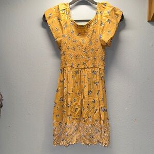 Speechless Yellow and Blue Floral Kids Dress